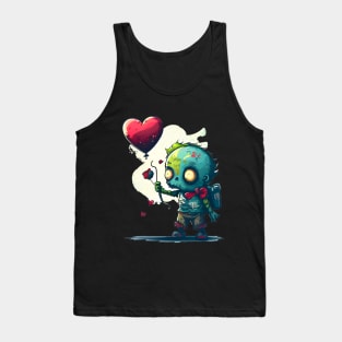 Cute Zombie Lost Heart Ballon or Sad Zombie and Balloon Tank Top